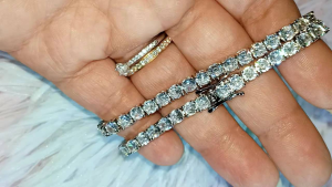 สร้อยข้อมือเงินเพชรCz 💎 4mm.