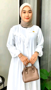 Baju Gamis Crinkle Wanita Terbaru Resleting Depan Busui Friendly