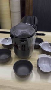 Authentic Yunshen Zisha Travel Tea Set Handmade Portable Gongfu Teapot & 6 Cups with Carbon Fiber Carrying Case