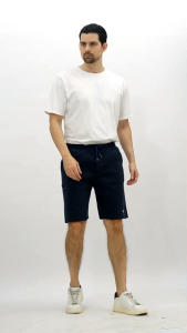 Rockshop celana pendek pria kasual shortpant unfinishd Navi