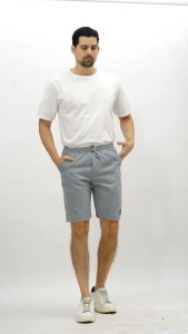 Rockshop celana pendek pria kasual unfinishd abu M71