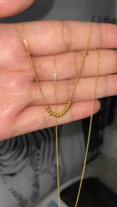 18K Saudi Gold Dainty Running Ball Necklace (Lightweight Manipis 17”)✨