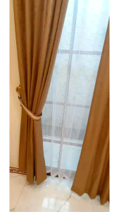 Sepecial Gorden Polimikro Polos Motif Ring 6 gelombang 2 Pcs Siap Pasang + Tali & Hook