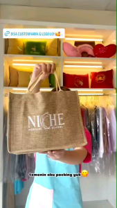 Tas Custom Nama Tulisan Tote Bag Sovenir Suvenir Nikah Hampers Promosi Bridesmaid Bag kekinian Lucu- ABIGAIL BAG