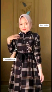 SET TUNIK MOTIF KOTAK RAYON PREMIUM BEST SELLER