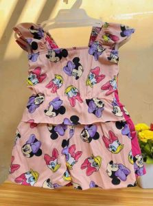 Seandrei Cartoon Peplum Ruffle Terno Top & Shorts Set for Baby Girls 0-6months