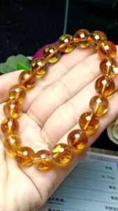 (Certificate) Premium Grade Brazil Citrine Crystal Stone Super shiny Bracelet 11mm+ (附证书)极品货超闪巴西黄水晶手串 11mm+