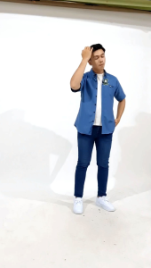 KEMEJA POLOS COUPLE AYAH DAN ANAK LENGAN PENDEK KEMEJA PRIA DEWASA DAN ANAK WARNA DENIM ( HARGA SATUAN )