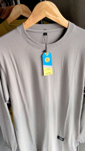 Atasan Tunik Wanita Polos Warna Abu Muda & Kaos Tunik Lengan Panjang Karet Kerut Bahan Katun Combed 24s