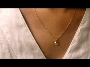 DaVee 14K Gold plated slice engraved small sun necklace