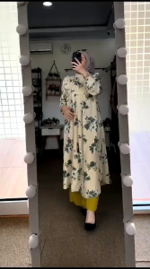 💫 Oneset Long Namira ✨ Bahan Rayon Premium Celana Cringkle AirFlow ✨ Ld 110-115 cm PANJANG Long Tunik 110 cm ✨ Panjang celana 95cm Lingkar paha 70 cm