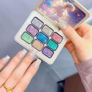 Set gel nhũ nén Flash 9 màu siêu sáng lấp lánh sơn vẽ móng tay nail