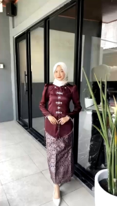 Alana One Set Baju Kurung Melayu Rok Songket Modern Premium Termurah | Atasan Baju Kurung Wanita Terbaru Kekinian | Setelan Kondangan Bridesmaid | Kebaya Pesta Mix Full Payet Bahan Satin Lembut | One Set Malaysia