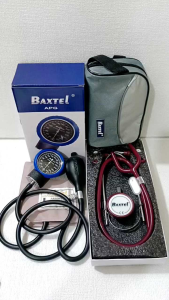Baxtel APG Blue Ring Aneriod Sphygmomanometer With Burgundy Stethoscope Deluxe