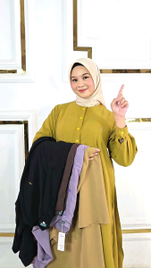 Malaya Dress Bahan Crinkle Busui Friendly Wudhu Friendly Buatan Raisa