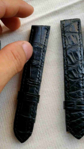 Dây đồng hồ size 20 da cá sấu đen MAY KỸ DA XỊN