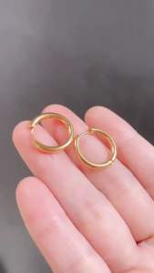 Anting Klip Hoop Kecil Titanium Gold Earring Lingkaran Logam CXB329