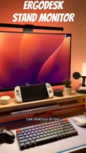 ErgoSpace Stand Monitor Rak Monitor dengan 2 Rak Penyimpanan - Lighten