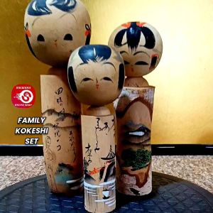 JAPAN SURPLUS FAMILY KOKESHI SET • JAPANESE WOODEN DOLL • ACCESSORIES DOLL