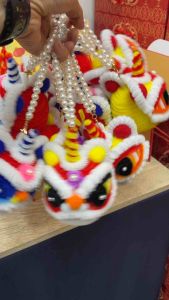 [New Year] Handmade Stock Lion Dance Head Keychain Chinese Wind Lion Dance CarKey Chain Bag Pendant Small Gift