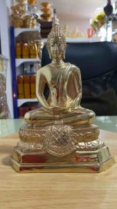 พระปางมารวิชัยประทานพรสมาธิ เนื้อทองเหลือง 5นิ้ว