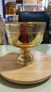 ขันน้ำมนต์ ขันน้ำพานรอง โถน้ำมนต์ | ภาชนะสำหรับทำน้ำมนต์ เนื้อทองเหลือง มีหลายขนาดให้เลือก