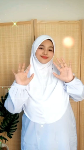 [ Berdagu ] Size 2XL Tudung Sarung Labuh Moscrepe Berdagu Awning Scuba Black And White Edition / Tudung Umrah Haji