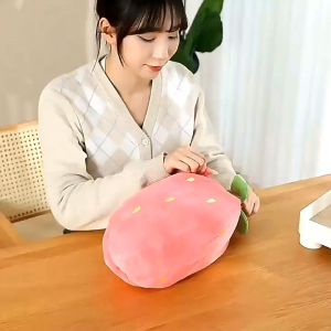 COD Boneka kelinci strawberry wortel mainan viral flip lucu mewah telinga panjang buah bunny rabbit 30cm