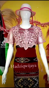 Dress Tenun Jepara Kombinasi Brokat Pink