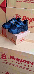 Sepatu Anak Sekolah Hitam Perekat Baynes Velcro Series