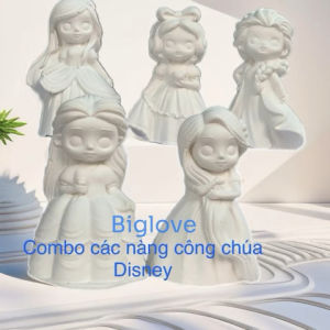 Combo 5 tượng tô màu thạch cao các nàng công chúa Disney từ 8cm tượng hot trend( kèm  6 ô màu và 2 cọ