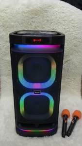 SY ลำโพงบลูทูธไร้สายขนาดใหญ่ รุ่น BTS-1989 ดอกลำโพงขนาด 6.5 นิ้ว 2 ดอก ลำโพงคาราโอเกะไร้สาย ไมโครโฟนไร้สาย 2 ตัว