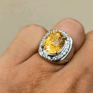 Cincin batu permata yellow citrine cutting custom