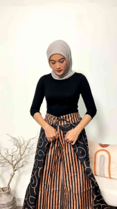 celana batik wanita modern model layer