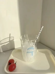 แก้วใสทรงสูง แก้วลายน้องจะเป็นลายหิมะ ขนาด 400 ML. แก้วชาเขียว