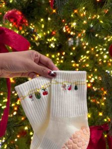 WEAR.ALAZ Anklet Gold Chain Charms Premium Non-slip Grip Socks for Pilates Lagree Barre Yoga