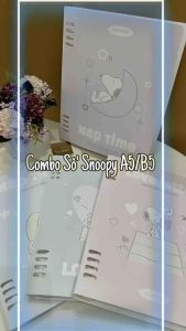 SET SỔ BÌA NHỰA DẺO Snoopy A5 / B5 (còng 8 LỖ) CÓ DÂY GÀI (KÈM GIẤY + PHÂN TRANG)