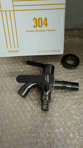 SUS304 Matt Grey Stainless Steel Bathroom Faucet Bib Tap 2 Way Tap