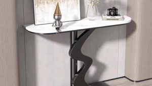 Kệ đứng bàn console trang trí phòng khách cạnh cửa nhà mặt đá chữ nhật vát 2 cạnh chân sóng BC-21