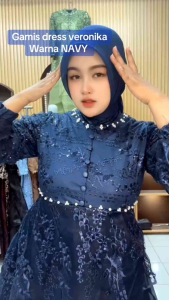gamis dress VERONIKA LD 110CM TILLE SPANGLE dan tille bordir premium mix organza PREMIUM