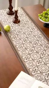 Japandi-Inspired Jacquard Woven Reversible Table Runner | Organic Modern Table Decor