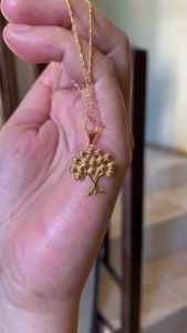 PAWNABLE 18K Saudi Gold Rope Chain(lightweight manipis)with 18K Saudi Gold Tree of life Pendant(open back✨
