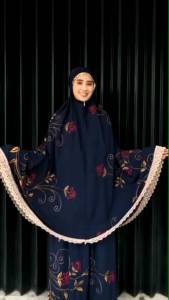 MUKENA DEWASA RAYON BORDIR PLATINUM ROSE MUKENAH LADY ADEM JUMBO