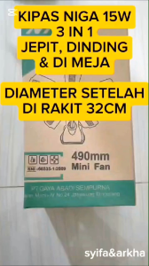 KIPAS ANGIN DINDING MEJA LANTAI & JEPIT 3in1 NIGA