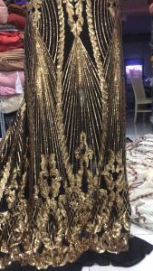 Vải kim sa lưới màu đen họa tiết vàng đồng đẹp sang co giãn 4 chiều( khổ 1m6)may đầm váy dạ hội sự kiện áo dài thiết kế