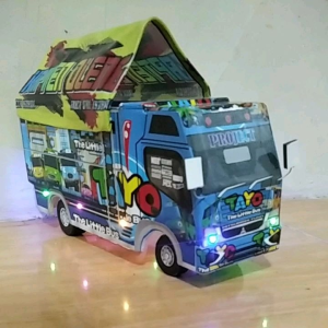 Truk Oleng Miniatur Full Sepek Lampu & Terpal