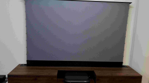 Epson LS670B UST Laser TV Package + 100" ALR Floor Rising Screen + TV Cabinet