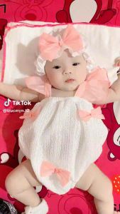 Set Body Bé Gái Min Boutique. Bodysuit Cho Bé Gái Sơ Sinh Thiết Kế Kèm Phụ Kiện Chất Mát. Đầm Đầy Tháng Thôi nôi