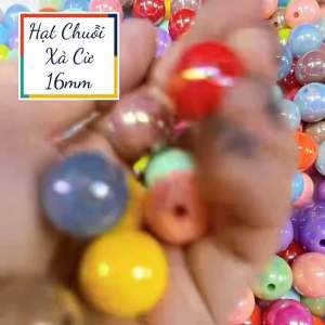 100G Viên Hạt Chuỗi Pha Lê Nhựa Bóng Ánh Xà Cừ Size 16mm Xỏ Dây Treo Điện Thoại DIY