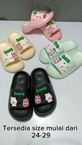 (COD) Sandal Selop Karet Anak HAPPY Variasi Mainan/ Sandal Selop Karakter anak Size 24-29